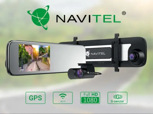 Pametno auto ogledalo NAVITEL MR450 GPS, prednja i stražnja auto kamera